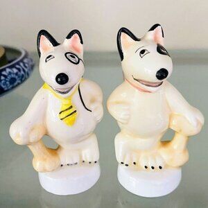 1987 Dog Bull Terrier Salt & Pepper Shakers Vintage